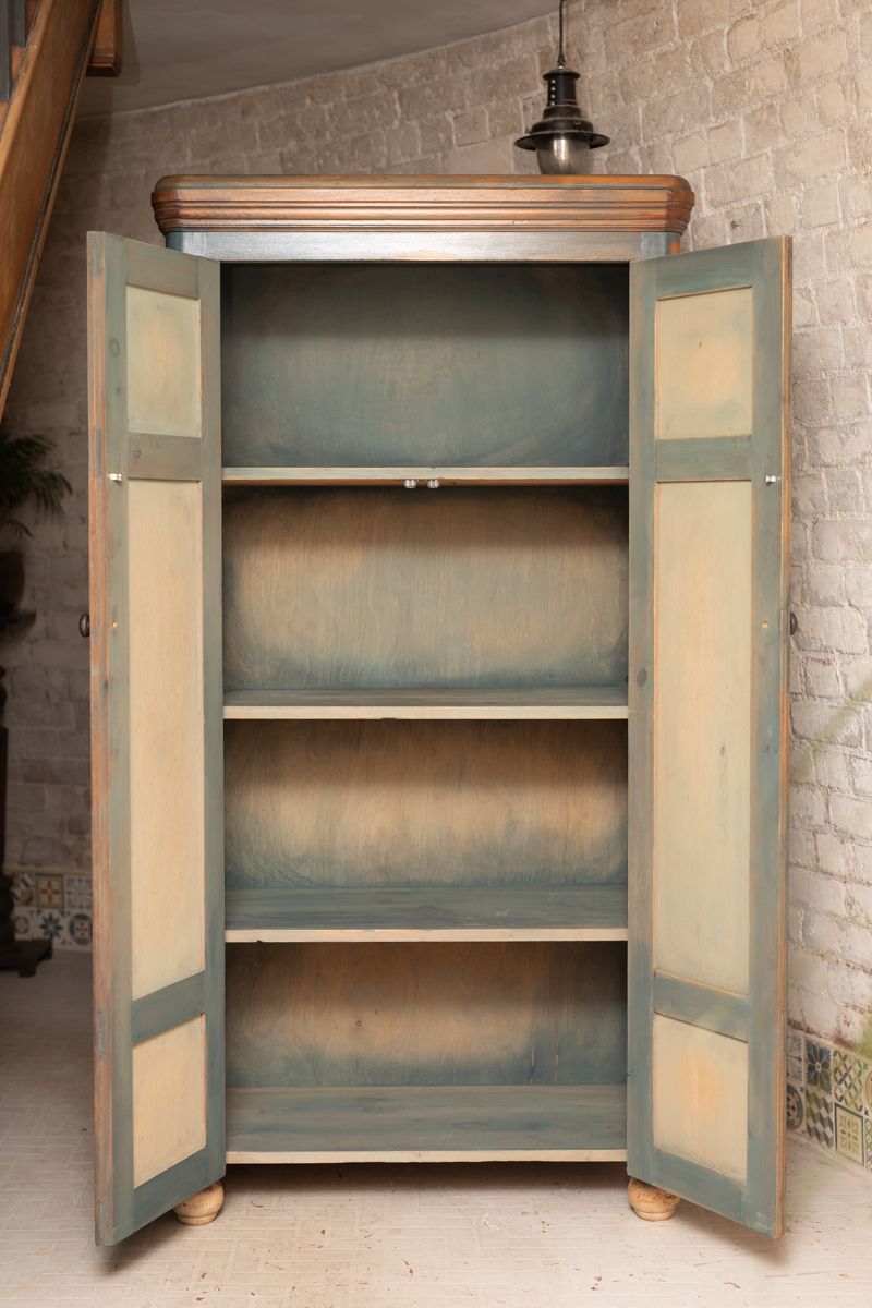photo furniture 19th Century Pine Cupboard/Armoire/Pantry With Shelves Hand Painted, Completely One Off!