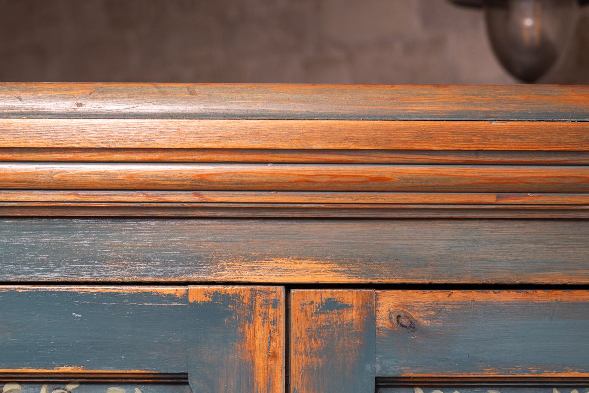 Furniture 19th Century Pine Cupboard/Armoire/Pantry With Shelves Hand Painted, Completely One Off! photo