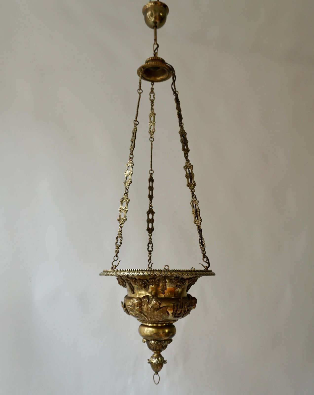 Antique Gothic Revival Chandelier And Church Sanctuary Lamp photo for sale