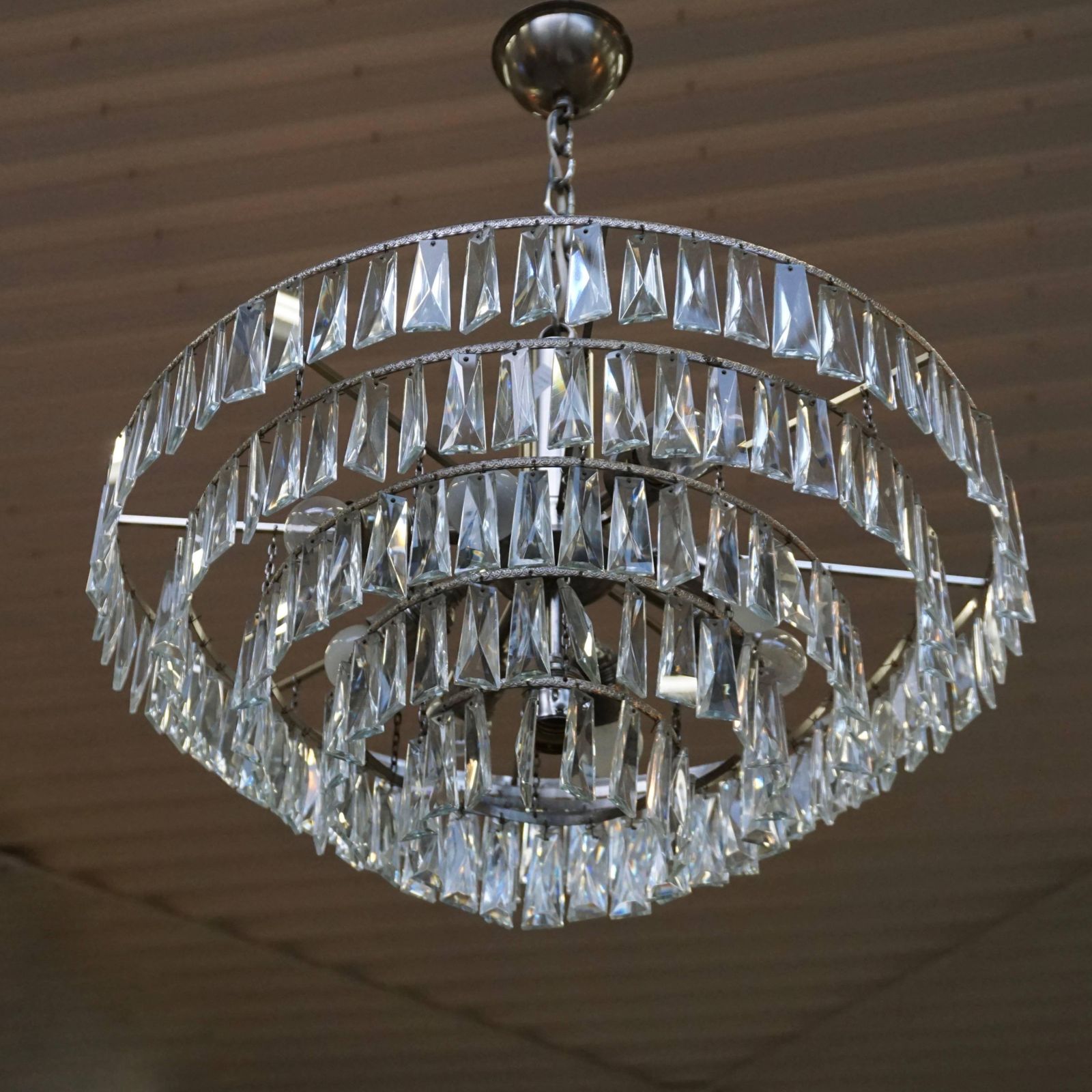 Four Crystal Glass And Brass Chandeliers photo Lighting