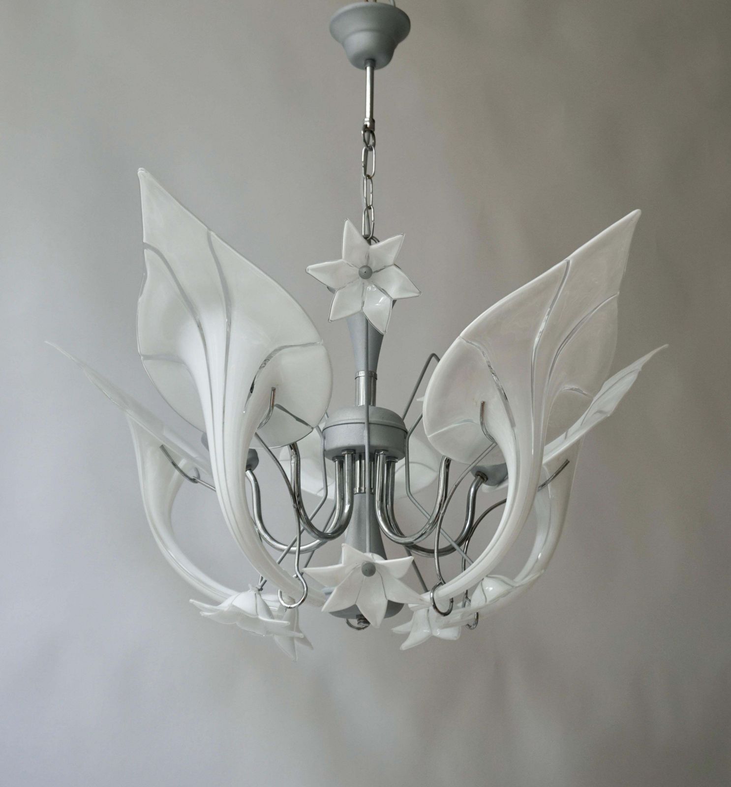Pair Of Murano Glass Floral Chandelier Franco Luce Style, Art Glass photo buy