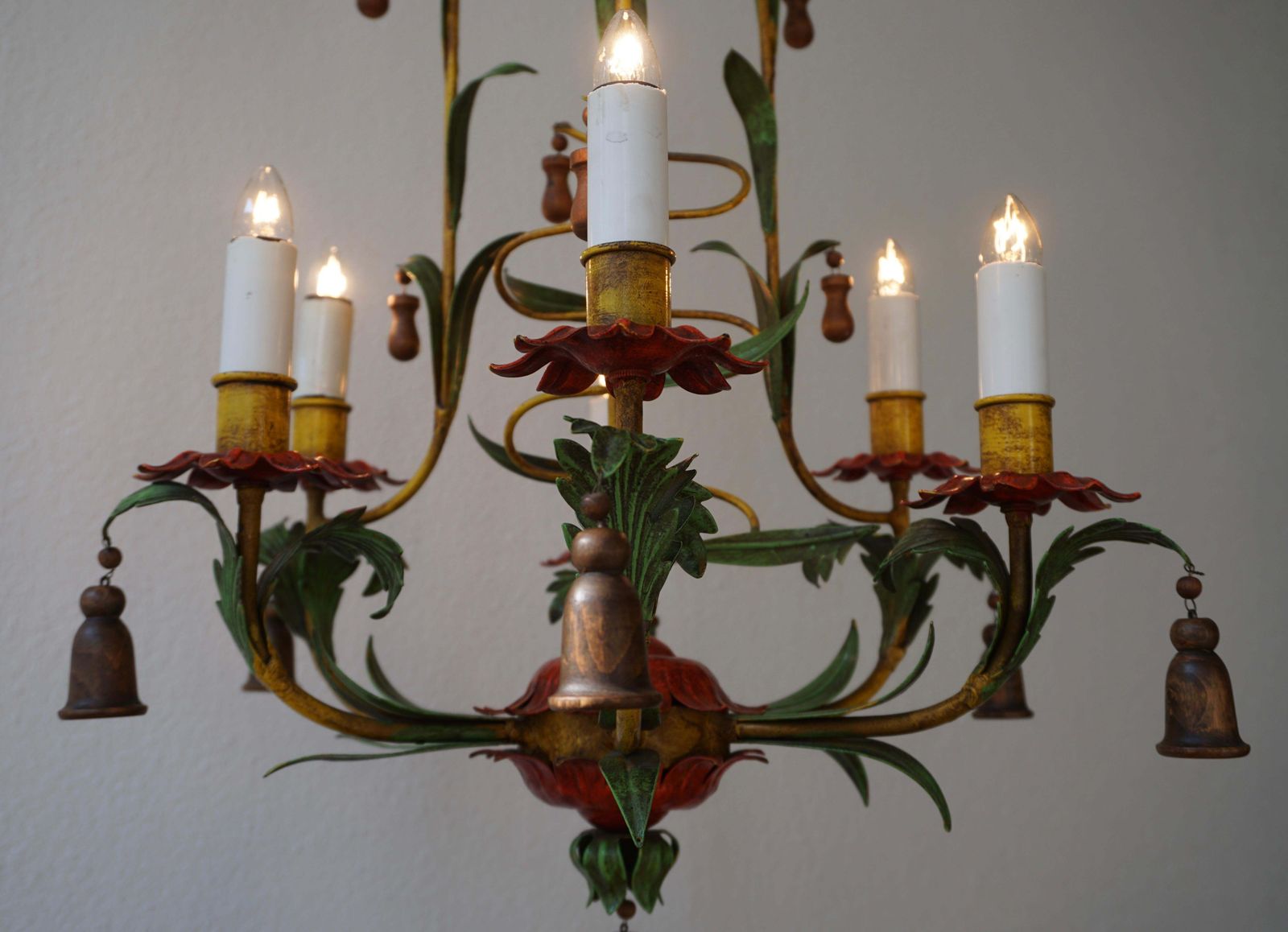 photo buy Rare Colorful Painted Tole Chandelier