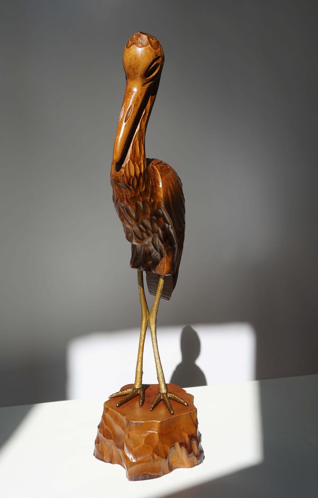 Mid Century Modern Metal And Wood Ibis Bird Sculptures photo 1404.0