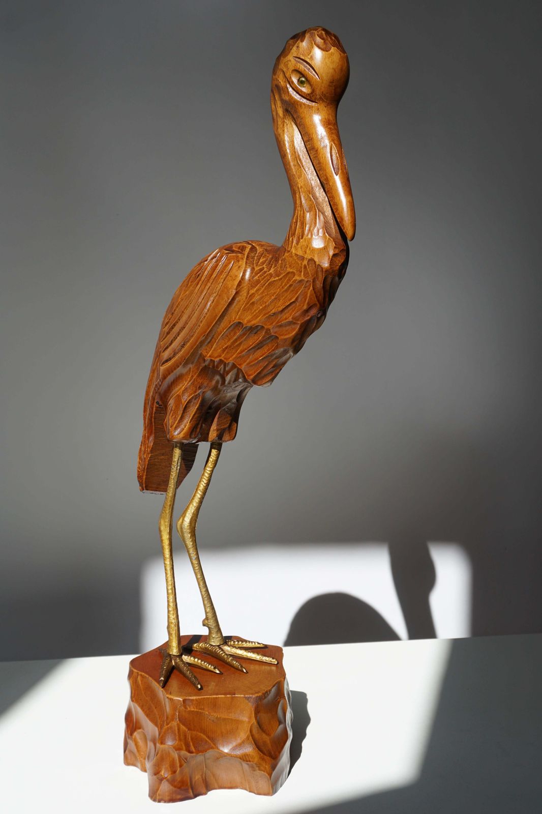 Mid Century Modern Metal And Wood Ibis Bird Sculptures photo buy