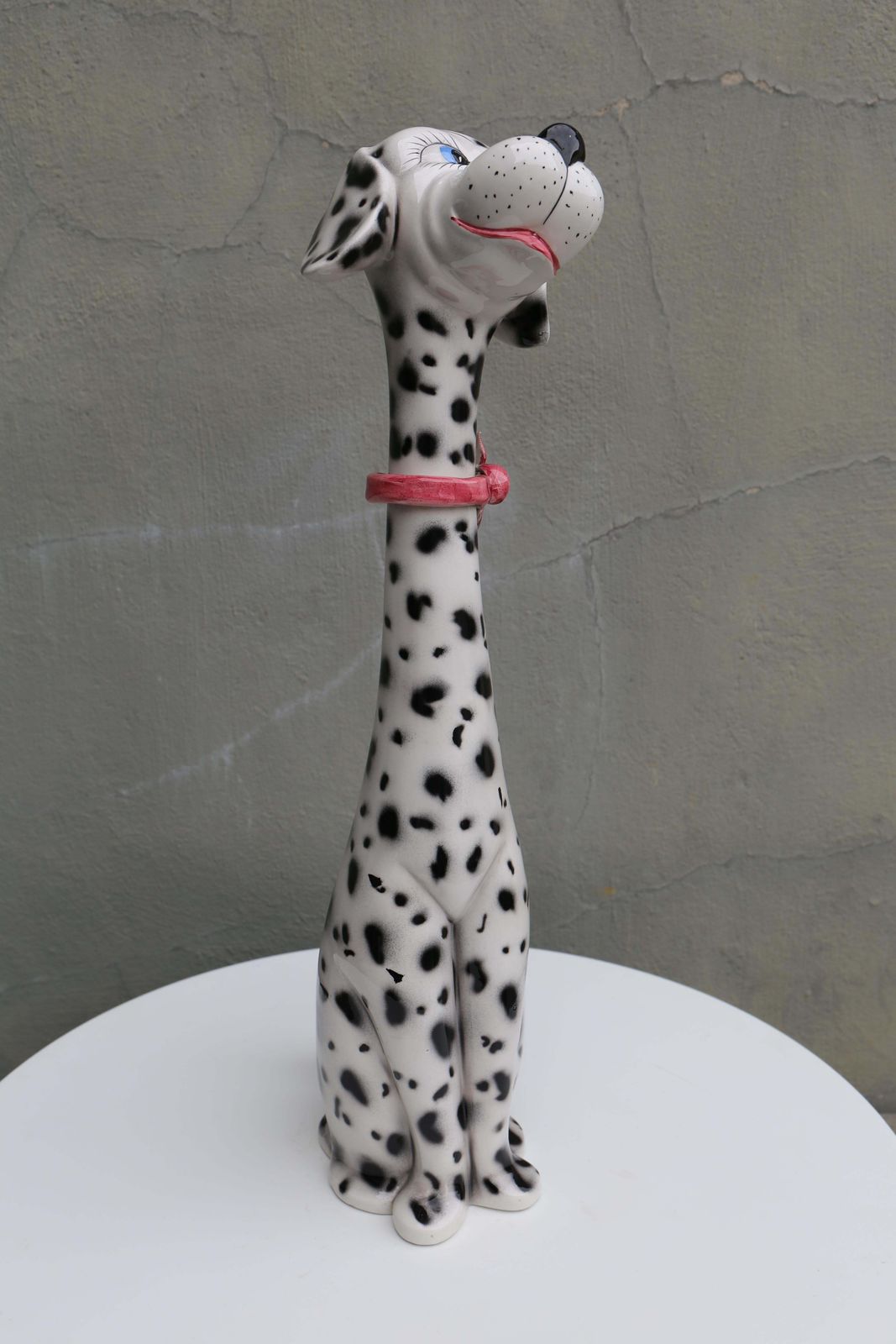 1970s Life Size Italian Terracotta Dalmatian Dog Figurine With Majolica Glaze photo 1022.0