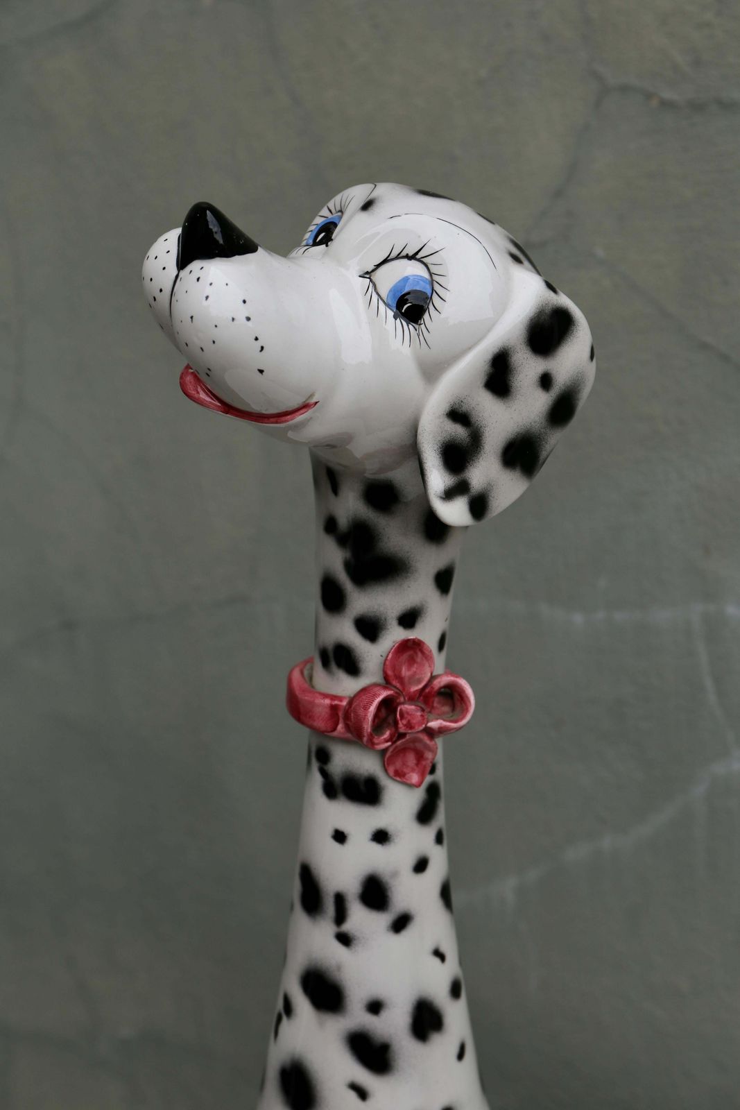1970s Life Size Italian Terracotta Dalmatian Dog Figurine With Majolica Glaze photo buy