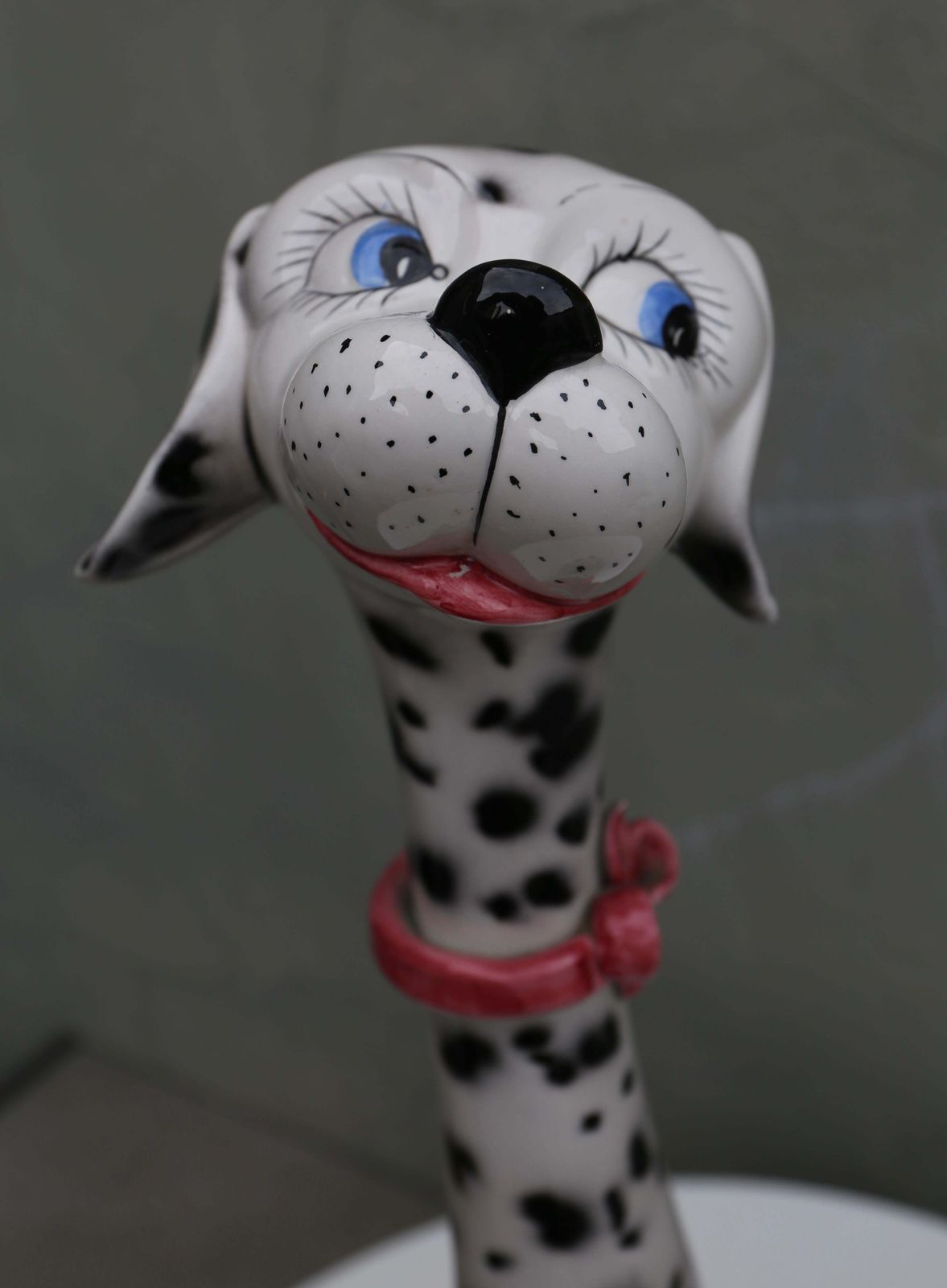 photo for sale 1970s Life Size Italian Terracotta Dalmatian Dog Figurine With Majolica Glaze