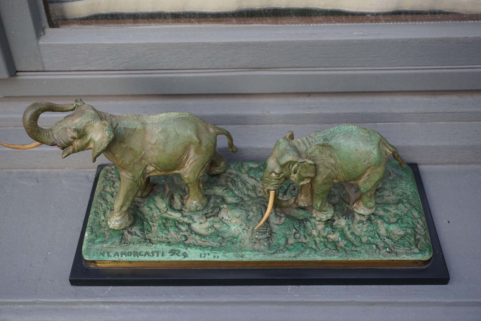 Early 20th Century Bronze Sculpture Of Elephants photo for sale