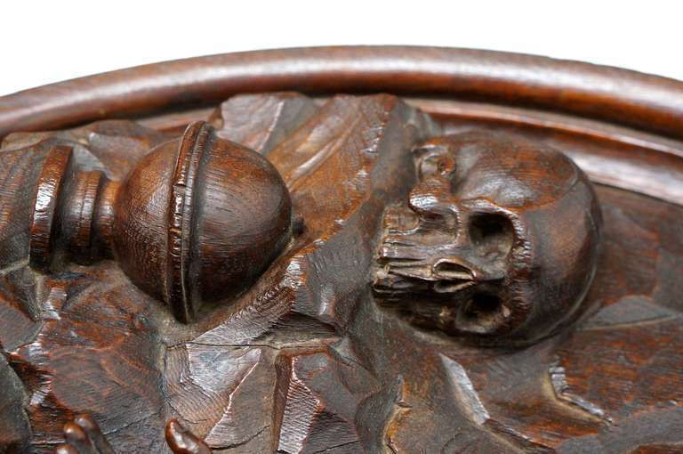 Italian Carved Oak Tondo Representing Maria Magdalene As A Penitent photo Art