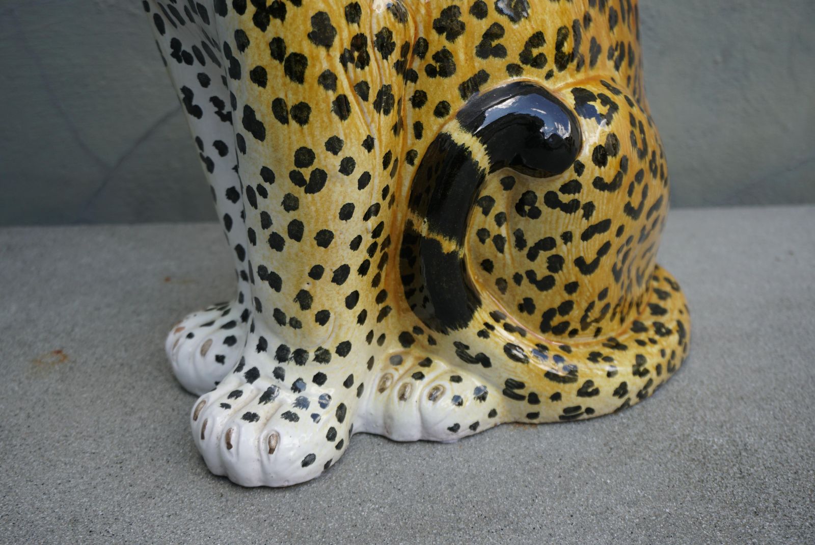 photo buy Large Italian Glazed Terracotta Leopard Cheetah Statue, 1960s Hollywood Regency