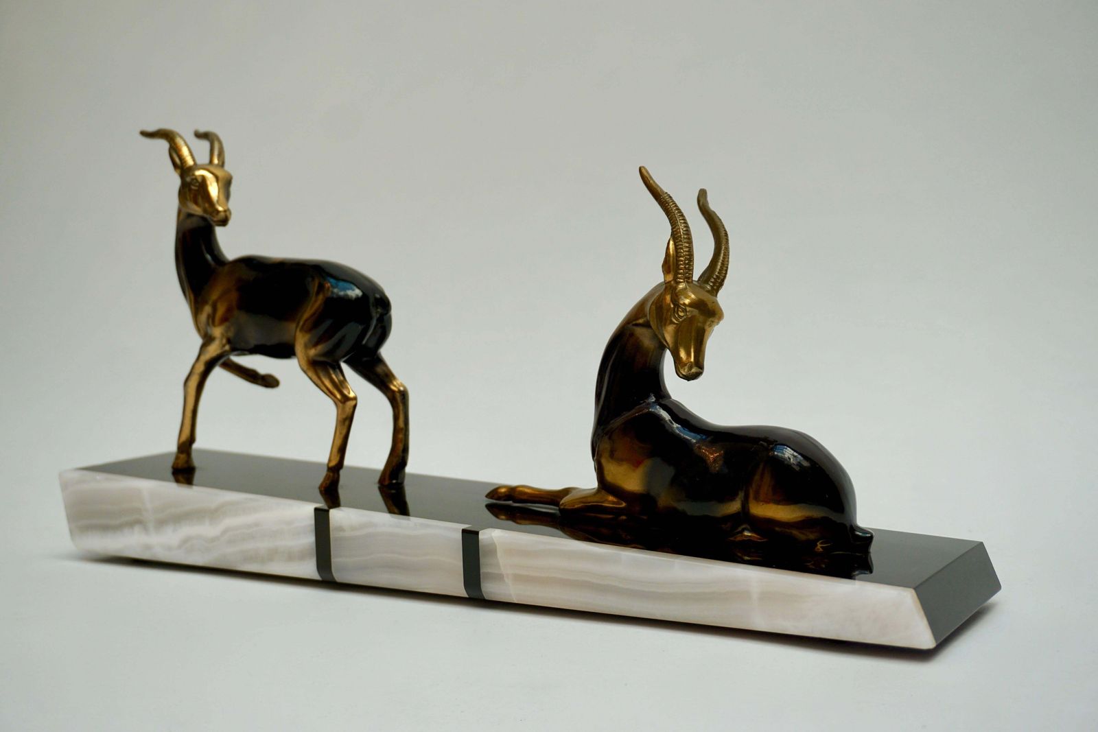 French Art Deco Style Patinated Metal Animal Sculpture photo Art