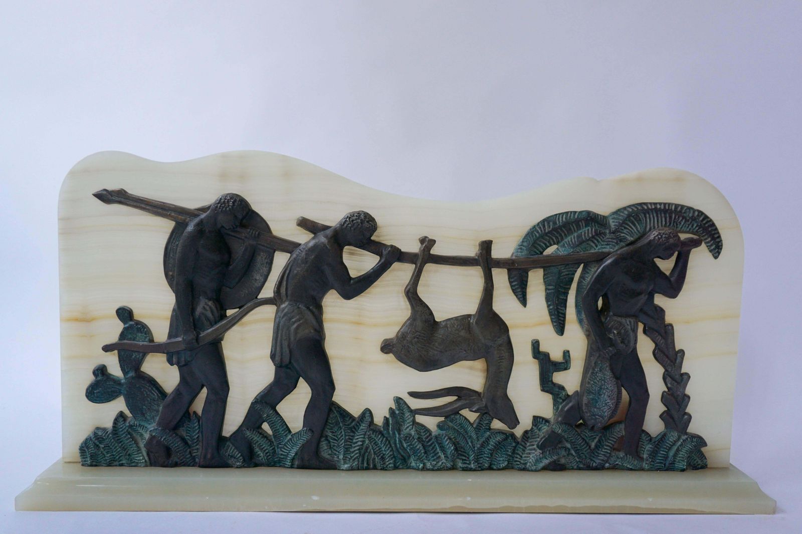 Art Deco Bronze And Onyx Hunting Sculpture photo 1613.0