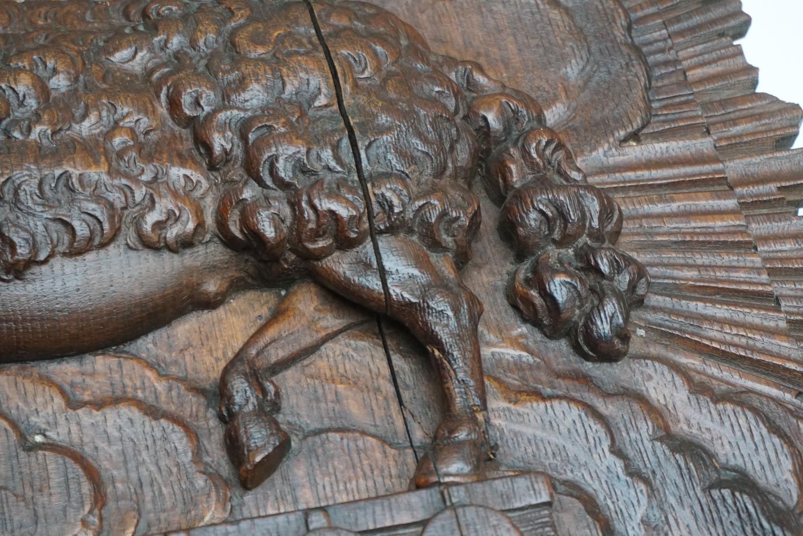 Antique Hand Carved Wooden Wall Relief Of The Lamb Of God photo buy