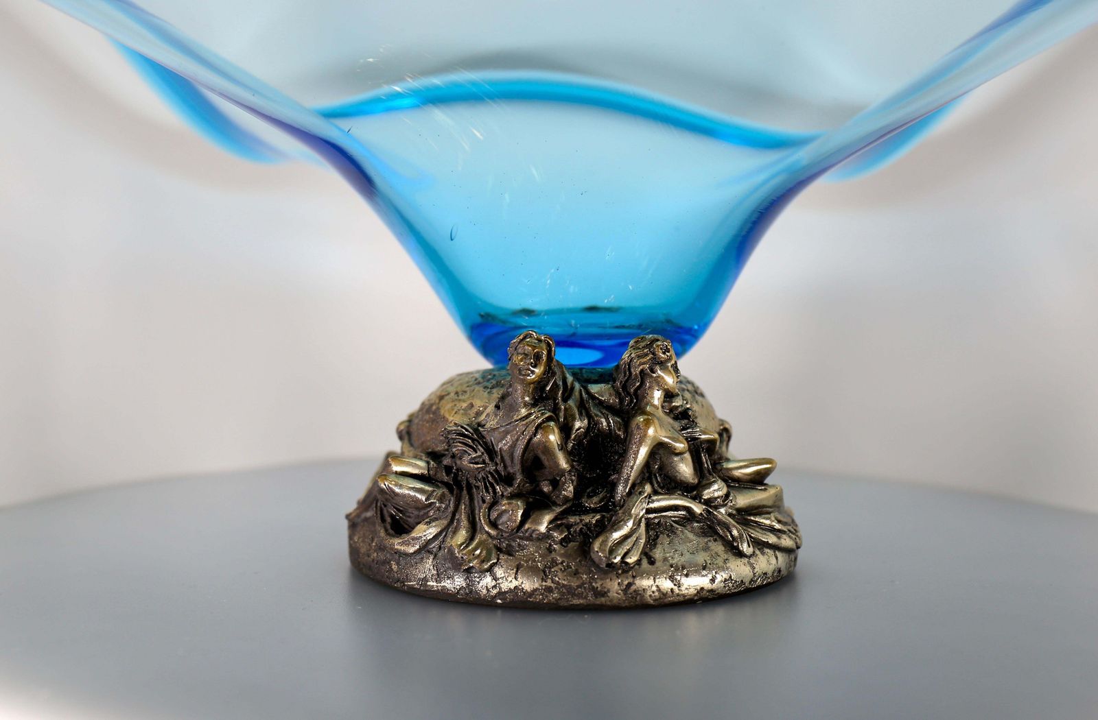 Home Decor Elegant La Meridiana Murano Glass Bowl On Silver Base With 4 Relaxing Woman photo