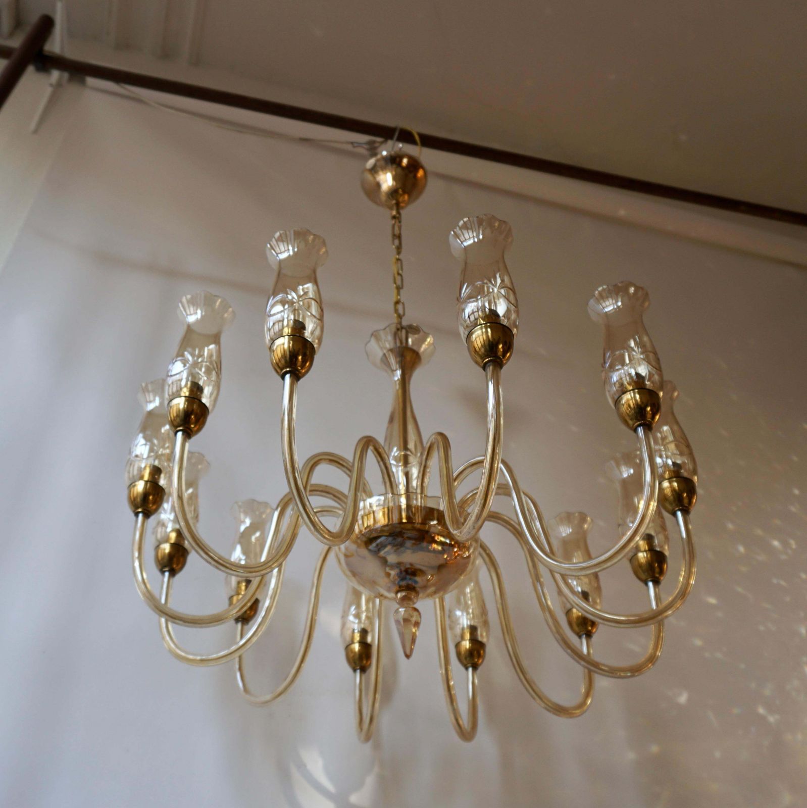 Italian Midcentury Style Murano Venetian Crystal Chandelier photo Lighting