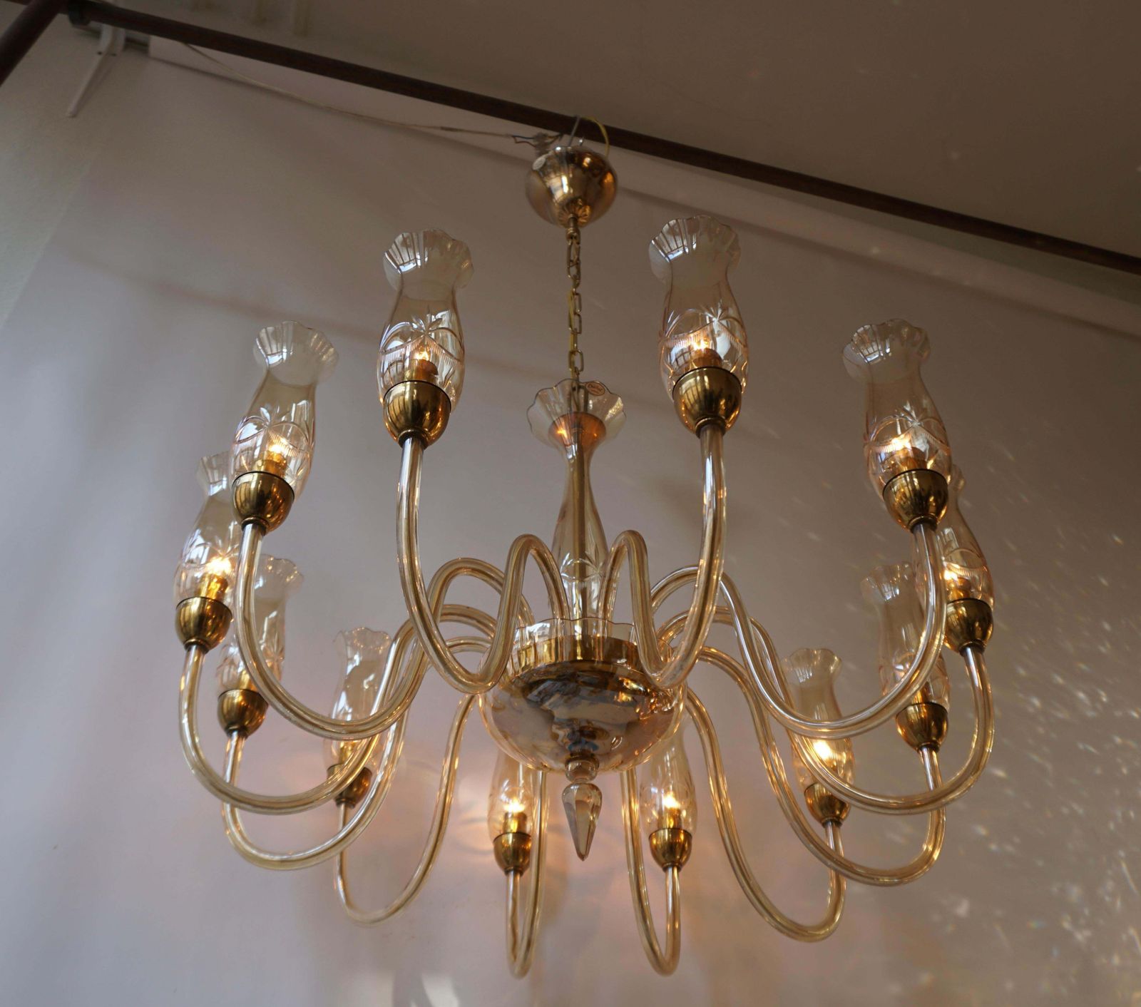 Italian Midcentury Style Murano Venetian Crystal Chandelier photo 1529.0