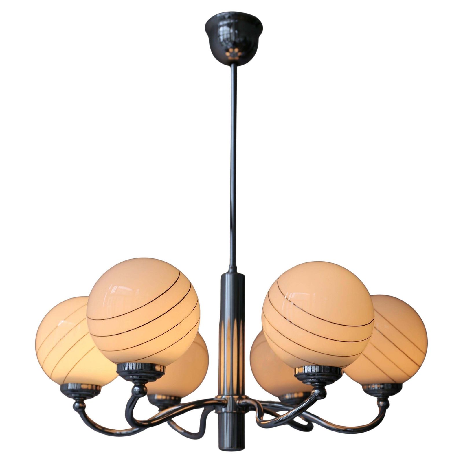 Murano Glass And Chrome Chandelier, 1970s, Italy photo furniture