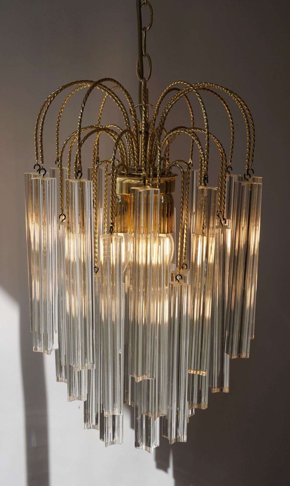Venini Italian Quatro Punta Crystal Prism Chandelier photo buy