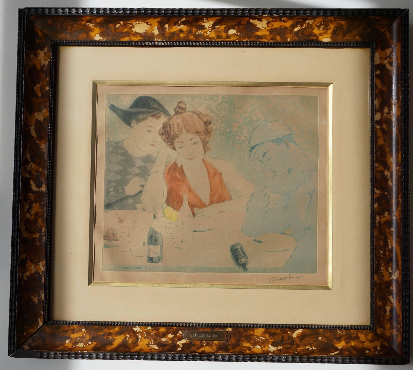 Painting By Richard Ranft, Young Woman And Pierrots Costumes photo Art