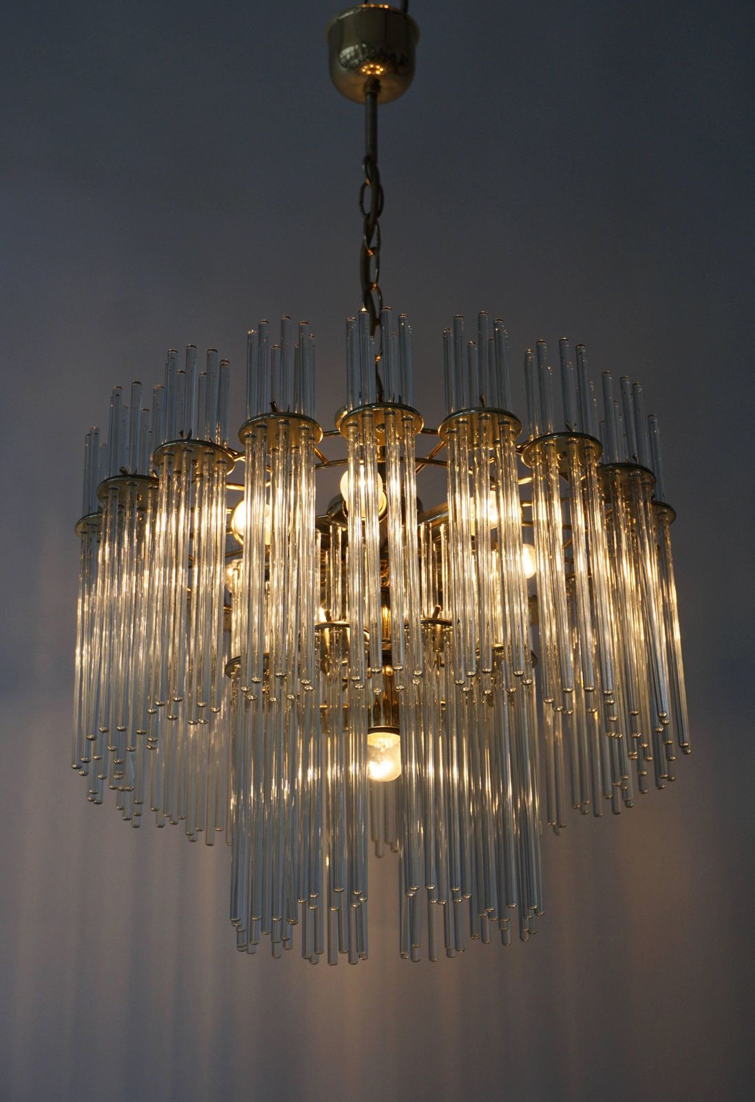 Italian Murano Glass And Brass Chandelier photo Lighting