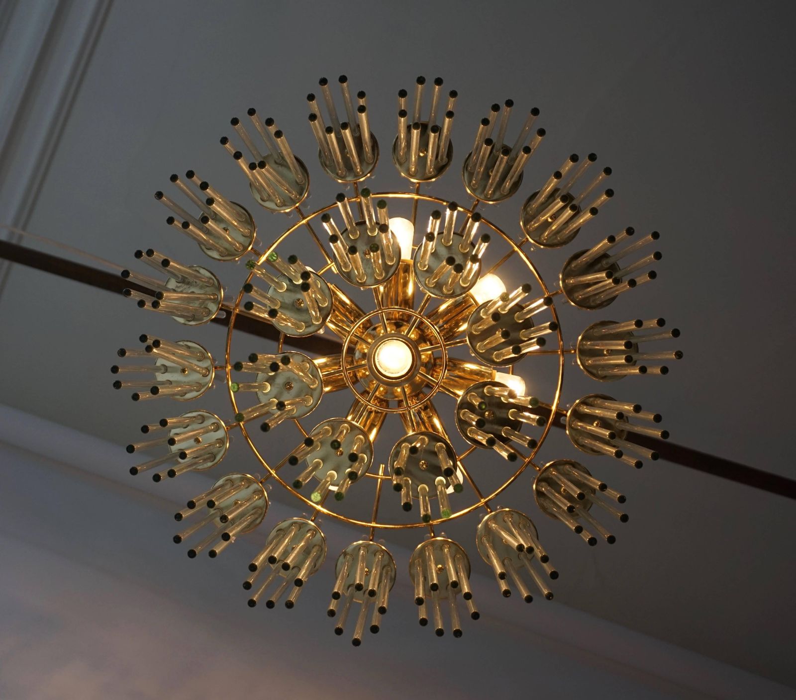 photo for sale Italian Murano Glass And Brass Chandelier