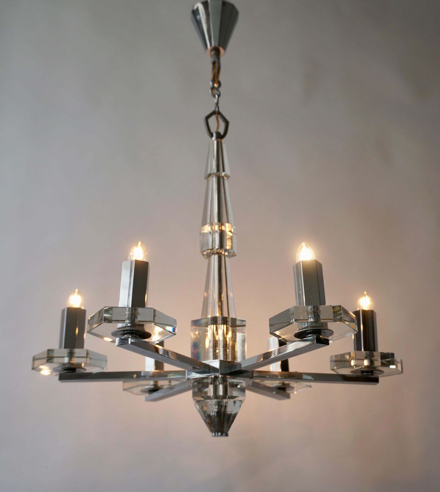 Precious Faceted Crystal Glass Art Deco Chandelier photo furniture