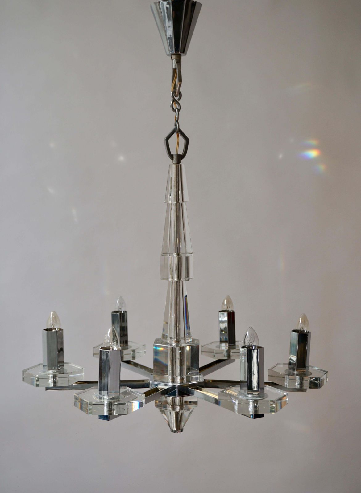 Precious Faceted Crystal Glass Art Deco Chandelier photo 2378.0