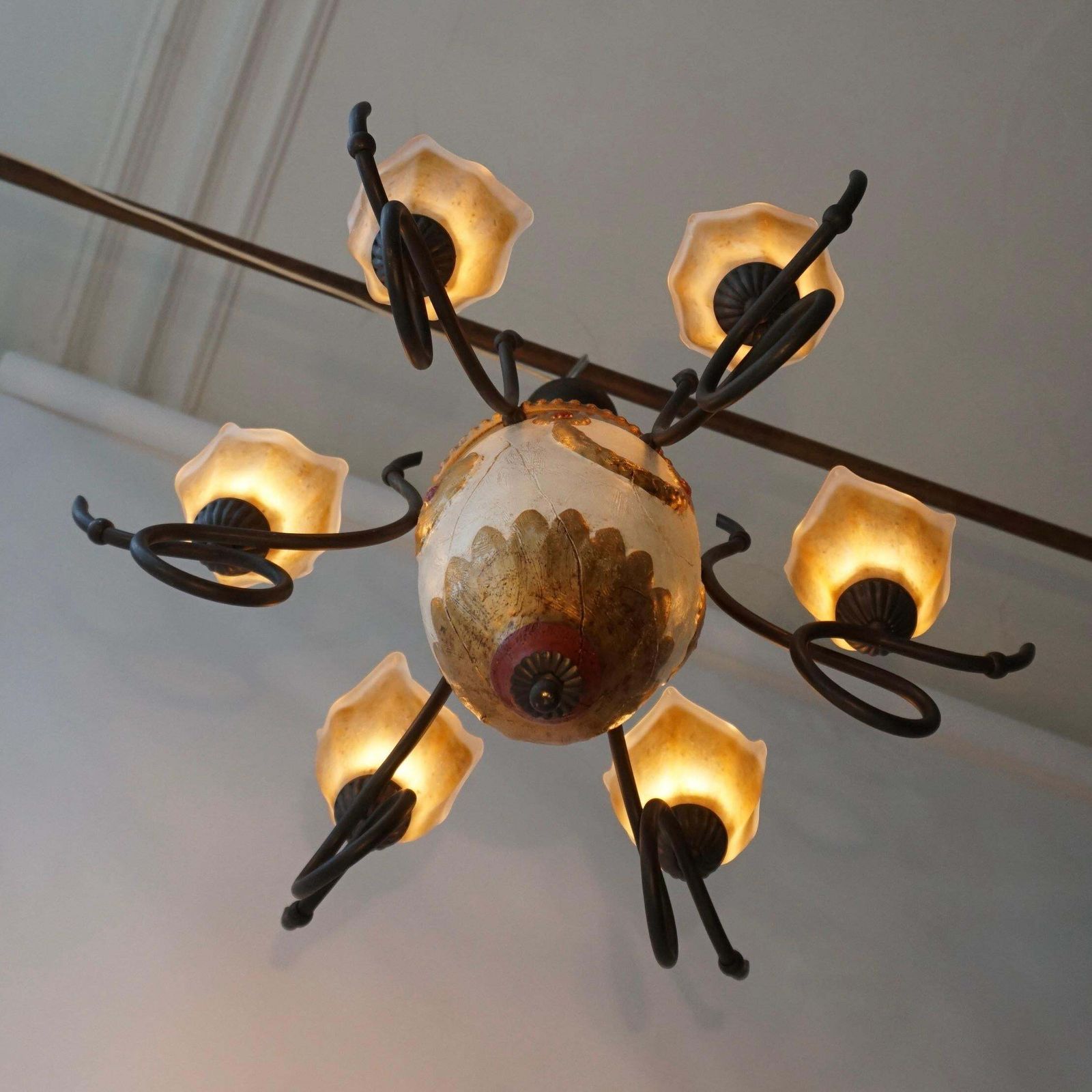 Elegant Italian Hollywood Regency Chandelier photo vintage