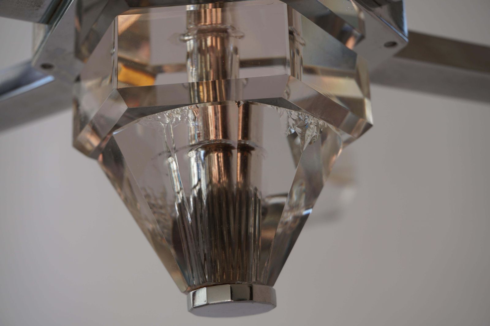 Lighting Precious Faceted Crystal Glass Art Deco Chandelier photo