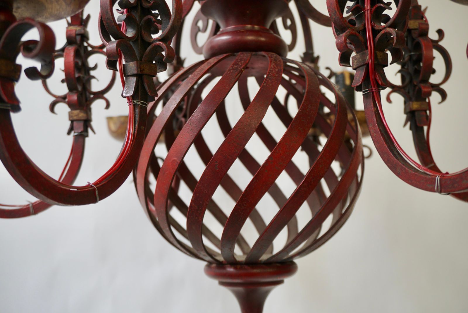photo vintage French Wrought Iron Chandelier