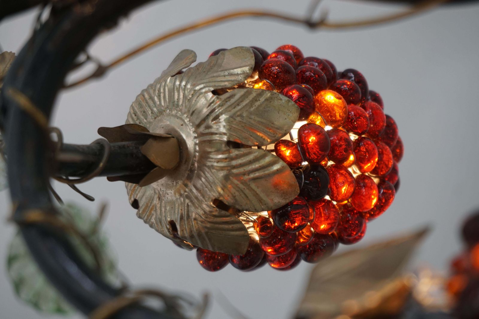 Lighting Italian Venetian Murano Glass Grape And Flower Chandelier photo