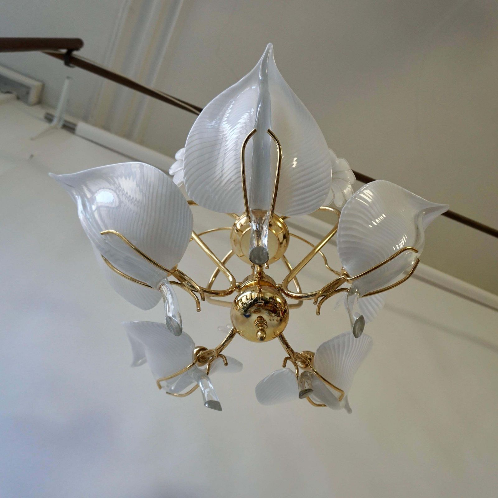 Franco Luce Chandelier In Brass And Glass Leaves And Flowers photo vinterior