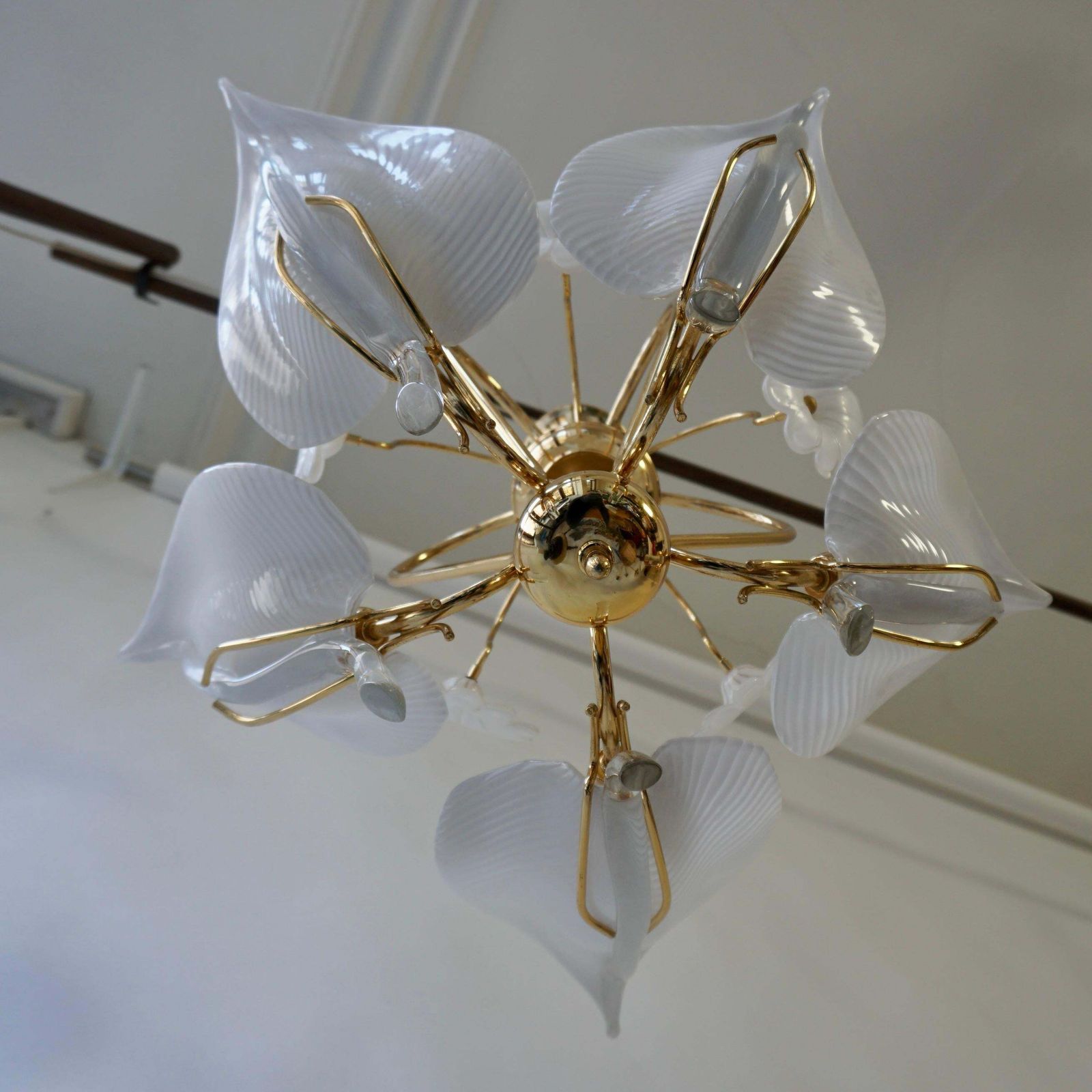 Franco Luce Chandelier In Brass And Glass Leaves And Flowers photo buy