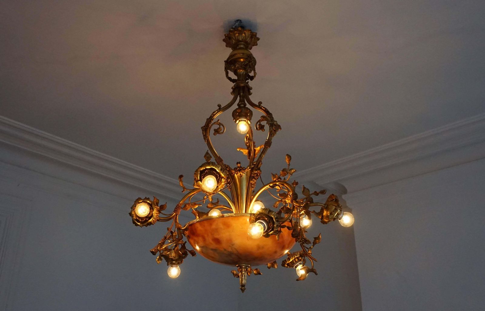 Fine Gilt Bronze And Alabaster Belle époque Chandelier photo buy
