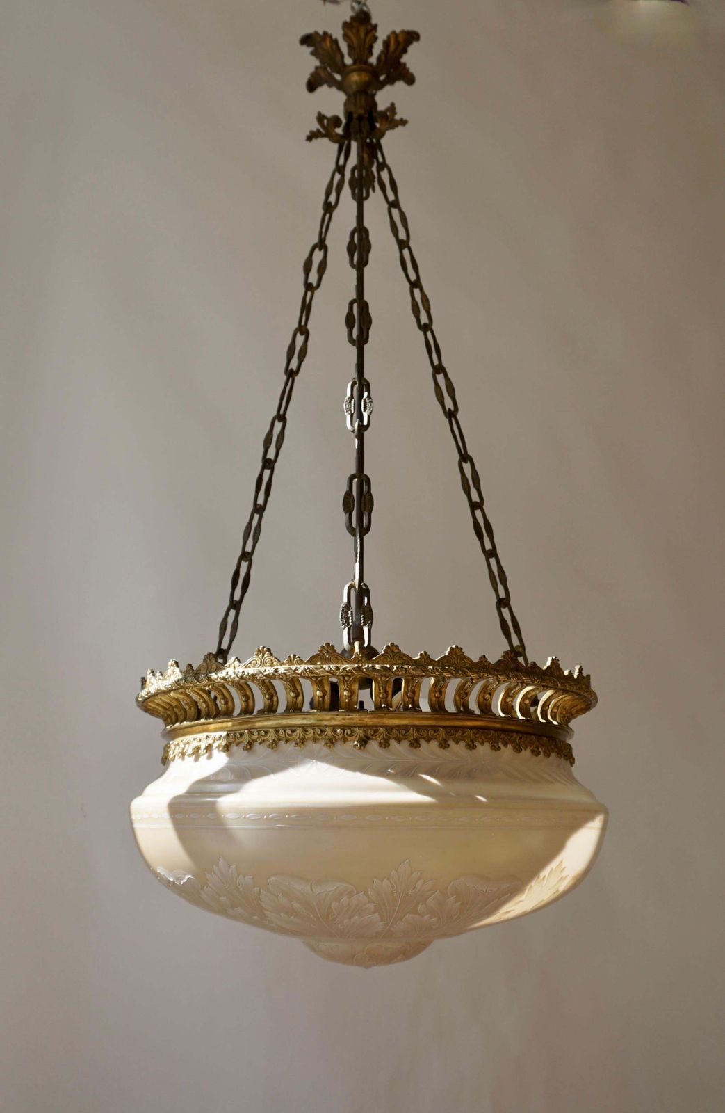 photo furniture Superb Antique Lampshade Chandelier Lithophane, Biscuit From Porcelain