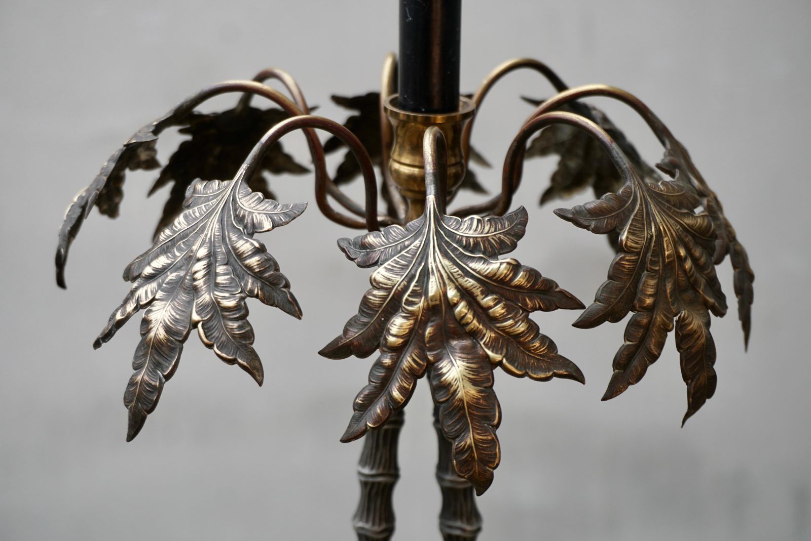 Vintage Tropical Brass Palm Tree Leaf Leaves Candle Stick Holder photo buy