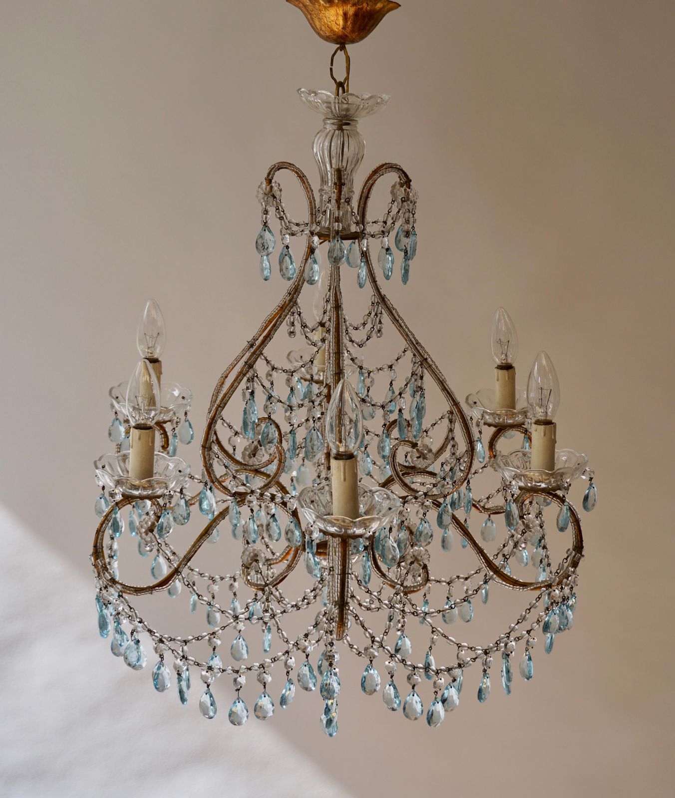 Elegant French Brass And Glass Chandelier photo 4041.0