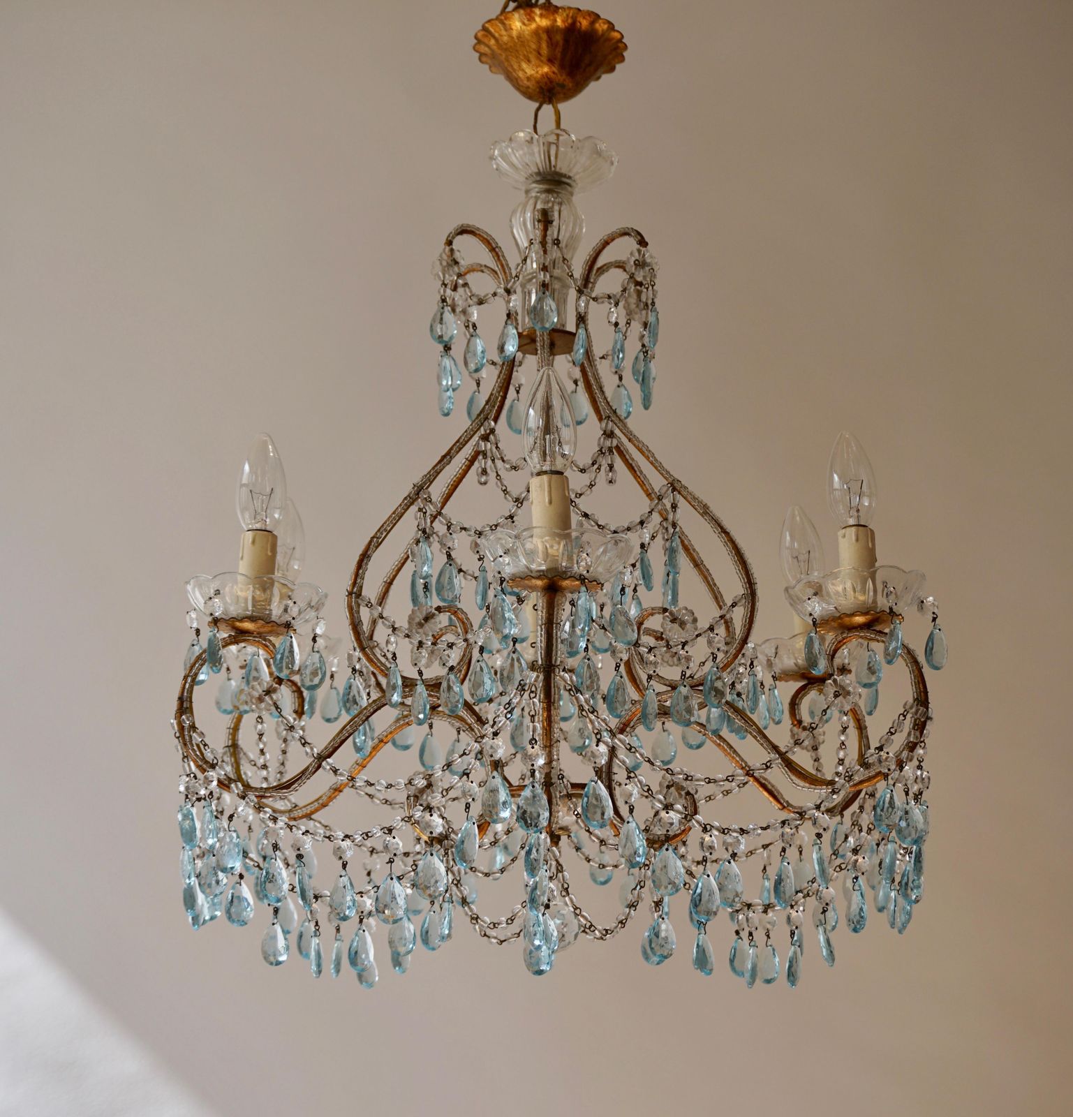 photo furniture Elegant French Brass And Glass Chandelier