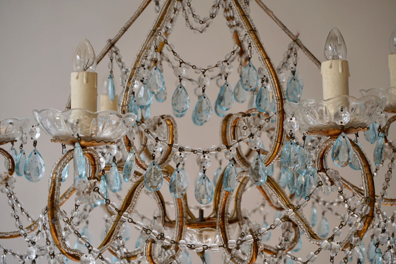 Lighting Elegant French Brass And Glass Chandelier photo