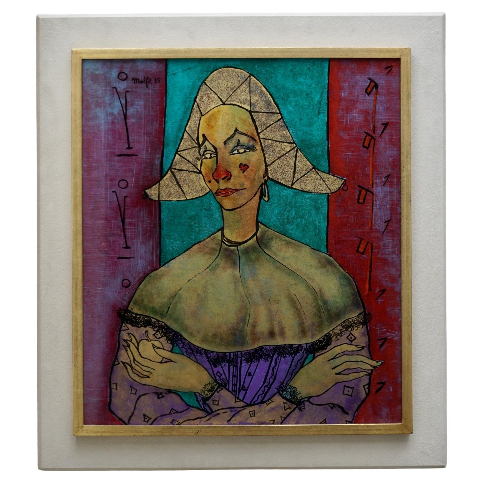 Malfet Eglomisé Harlequin Pierrot Painting