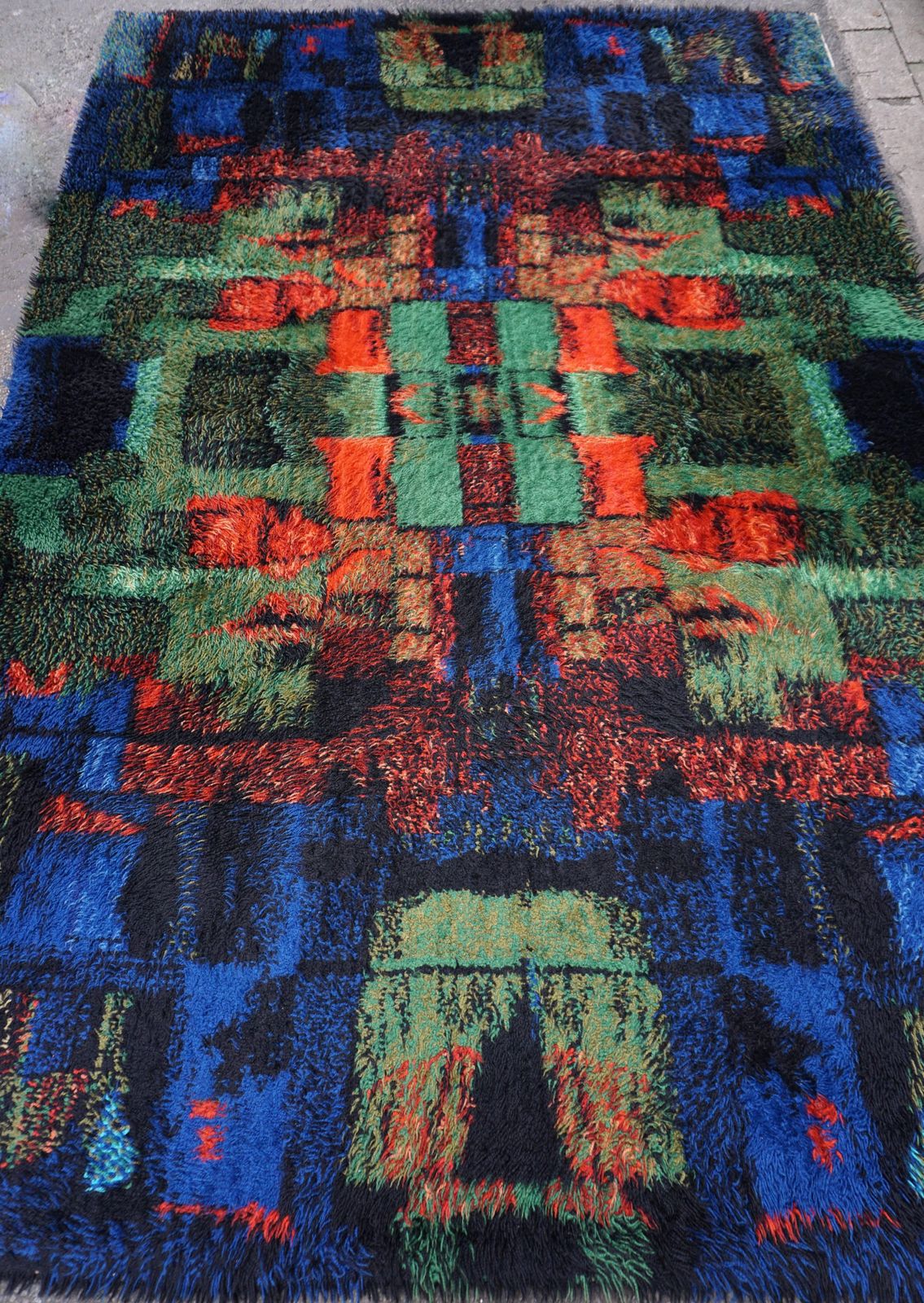 Ritva Puolita Gilde Muster Edition, Abstract Pure Wool Carpet Ca 1965 photo Textiles
