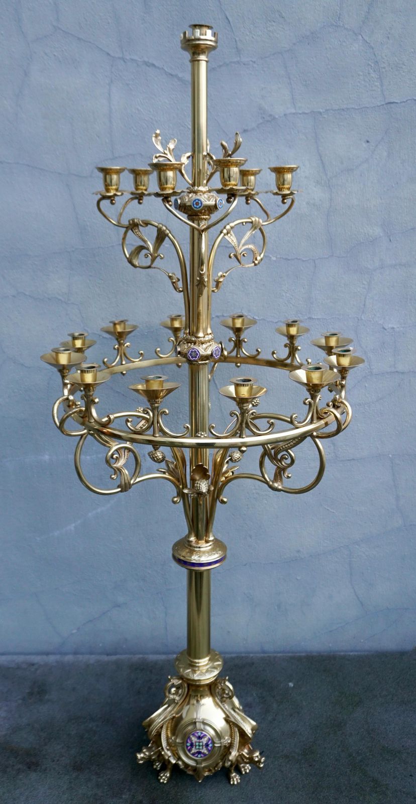 Large Church Antique Torcheres Floor Candlestick For 19 Candles photo vintage