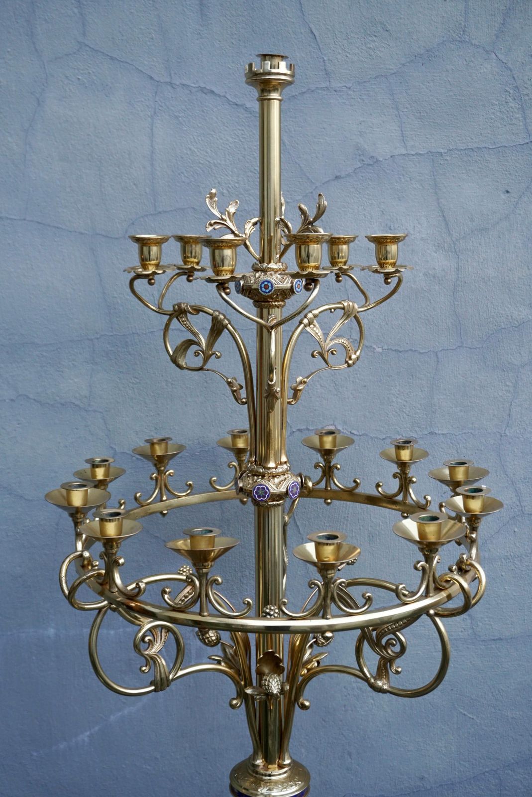 photo furniture Large Church Antique Torcheres Floor Candlestick For 19 Candles