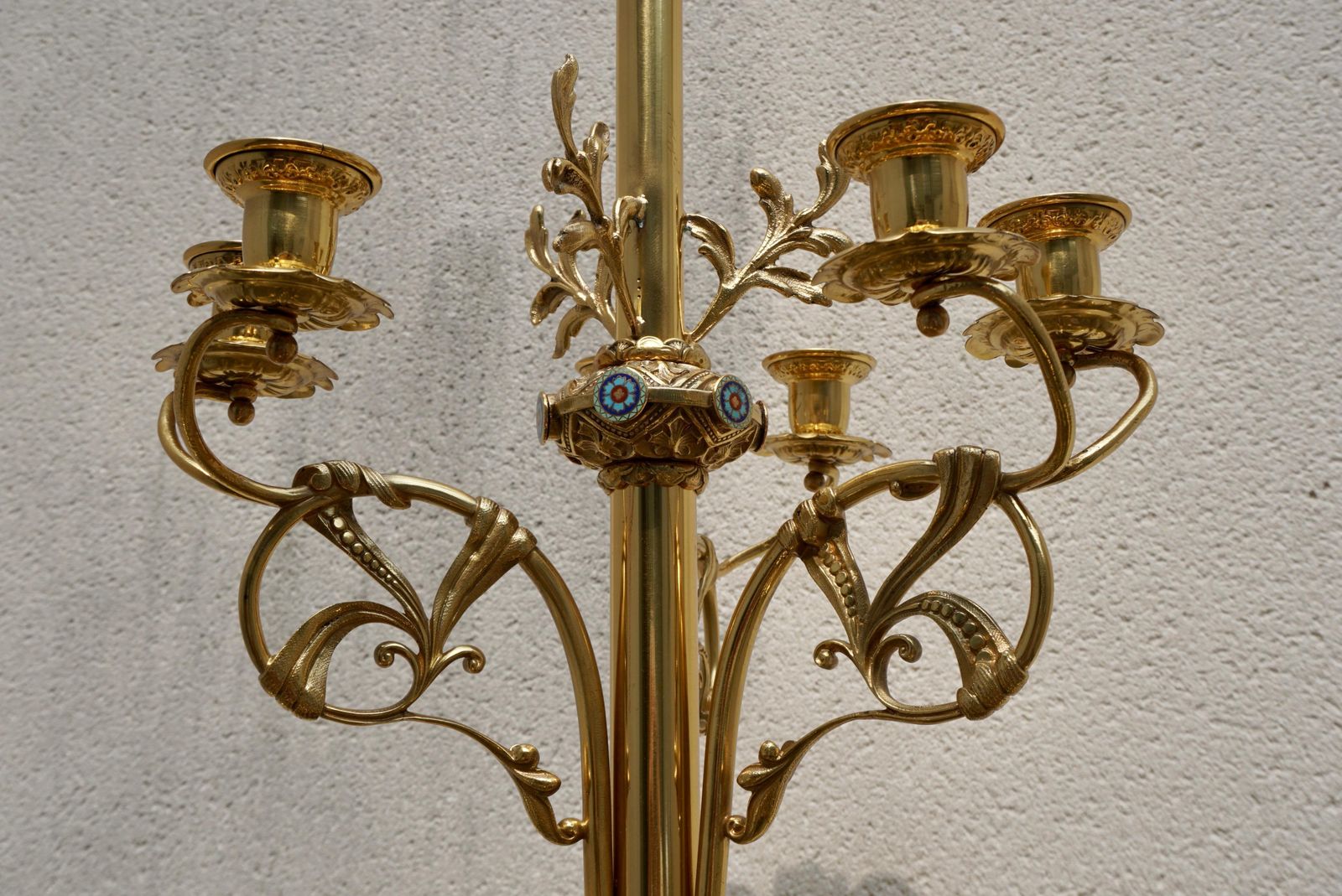 7452.0 Large Church Antique Torcheres Floor Candlestick For 19 Candles photo