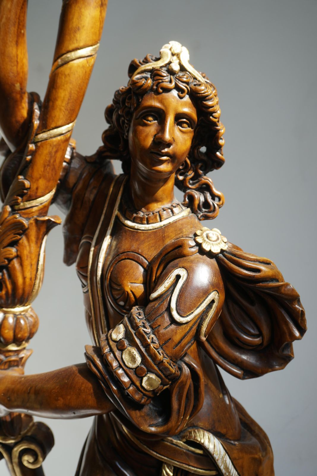 photo for sale Italian Gilded Wood Venetian Figural Torchère Candelabra Floor Lamp