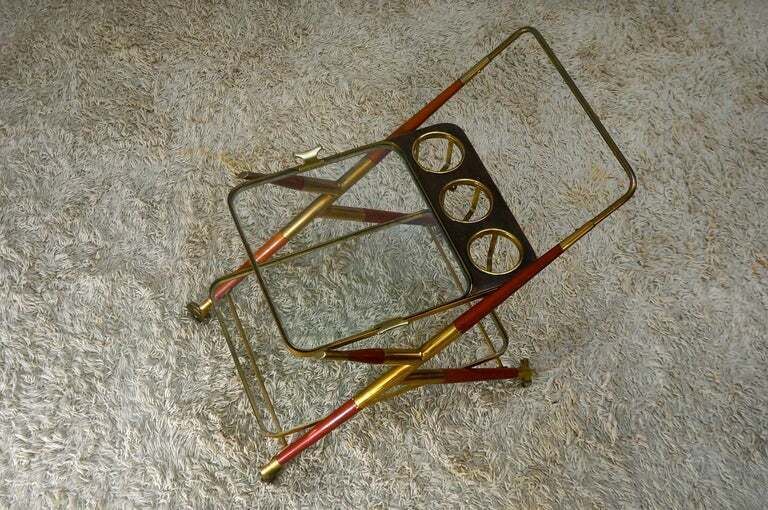 Liquor Trolley By Cesare Lacca   Brass And Rosewood photo Furniture
