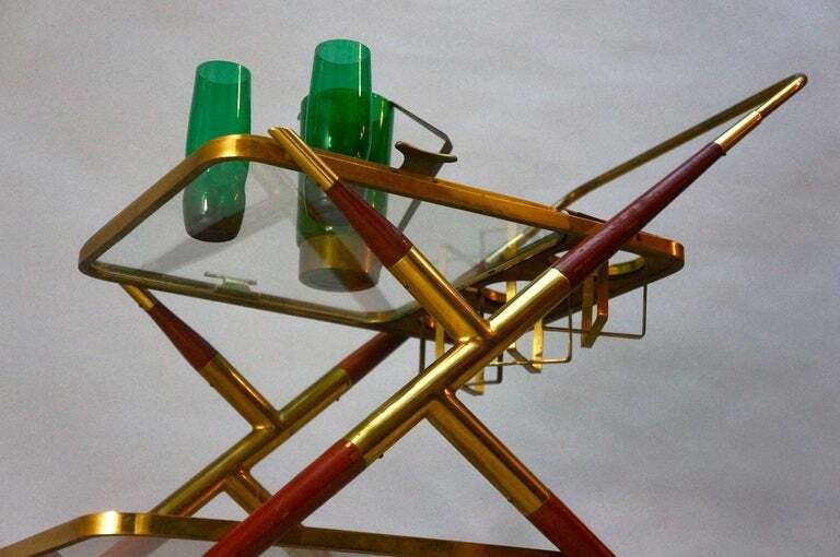 Liquor Trolley By Cesare Lacca   Brass And Rosewood photo vinterior