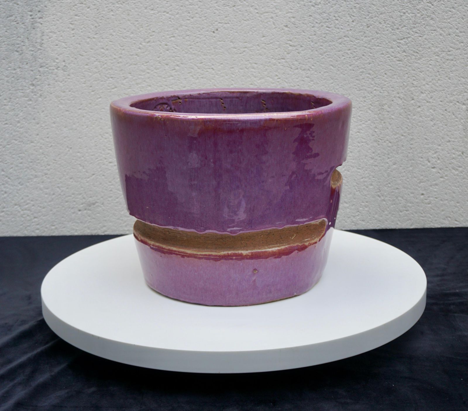 20th Century French Glazed Purple Terracotta Pot, Flower Planter photo furniture
