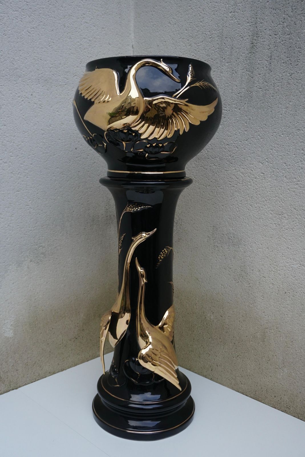 Italian Jardiniere On Pedestal With Swans photo 2339.0