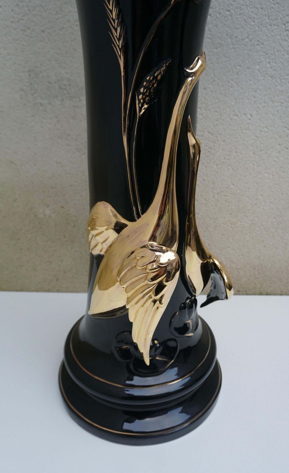 Garden Decor Italian Jardiniere On Pedestal With Swans photo